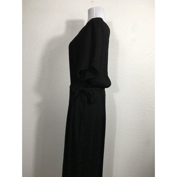 Vintage 50s Peg Palmer Dress Womens Large Black Cocktail Party Side Ties Floral - Picture 12 of 13